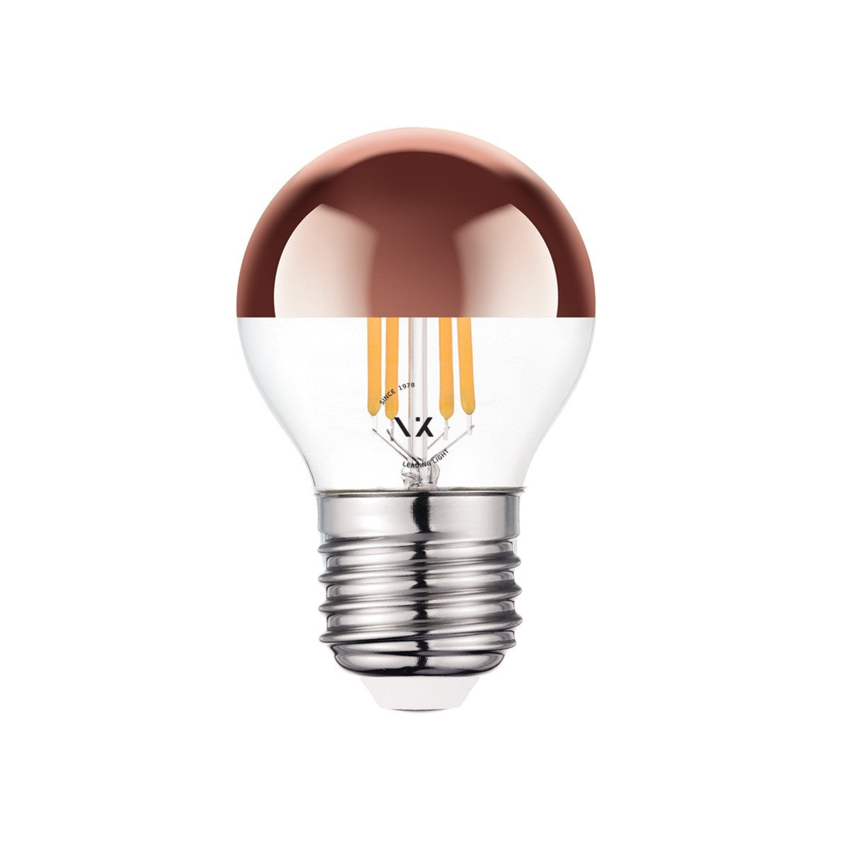 LED žárovka VK Light Mini Globe Filament Pink Copper E27 2700K 4,5W Stmívatelná