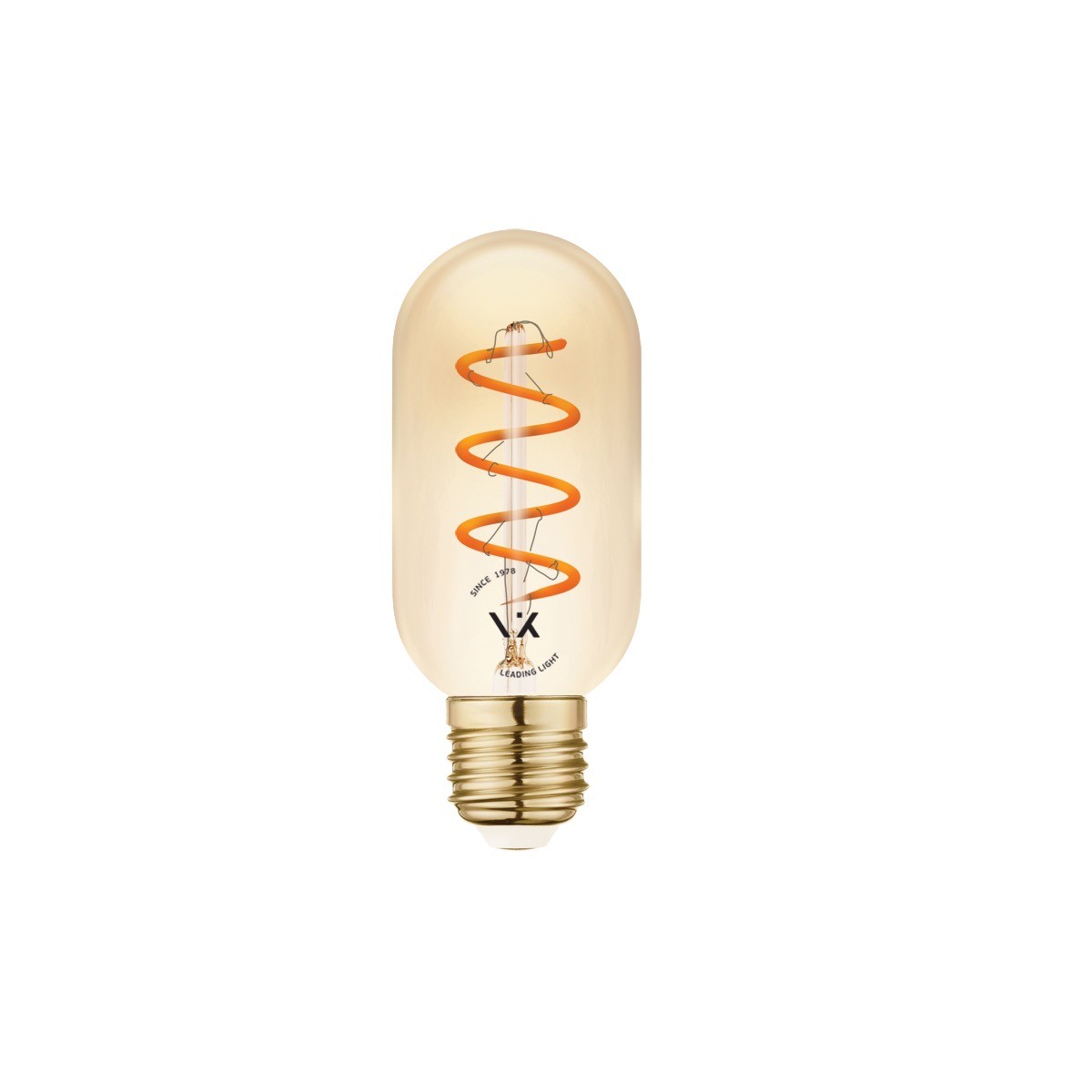 LED žárovka VK Light Spiral Filament Amber-T45 E27 2200K 4,5W Stmívatelná