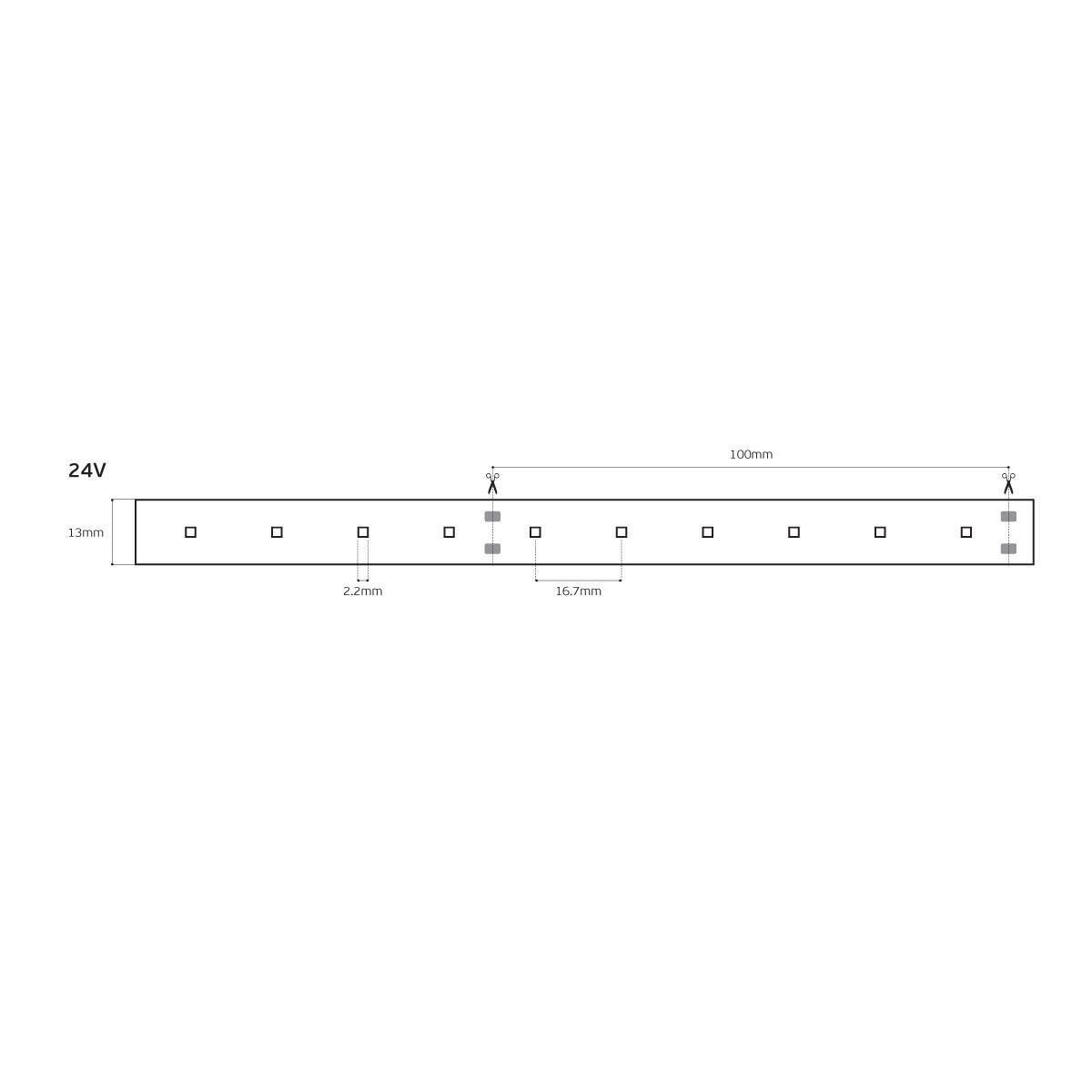 LED pásek 24V CRI90 IP66 2700K (5m)