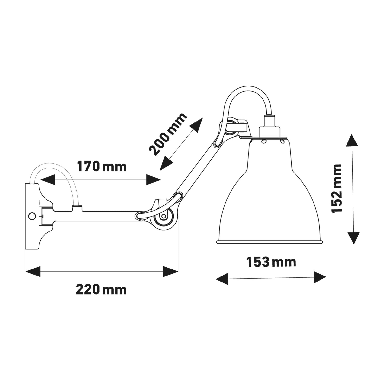 DCW éditions Lampe Gras N°204 E27 зидна лампа за поред кревета