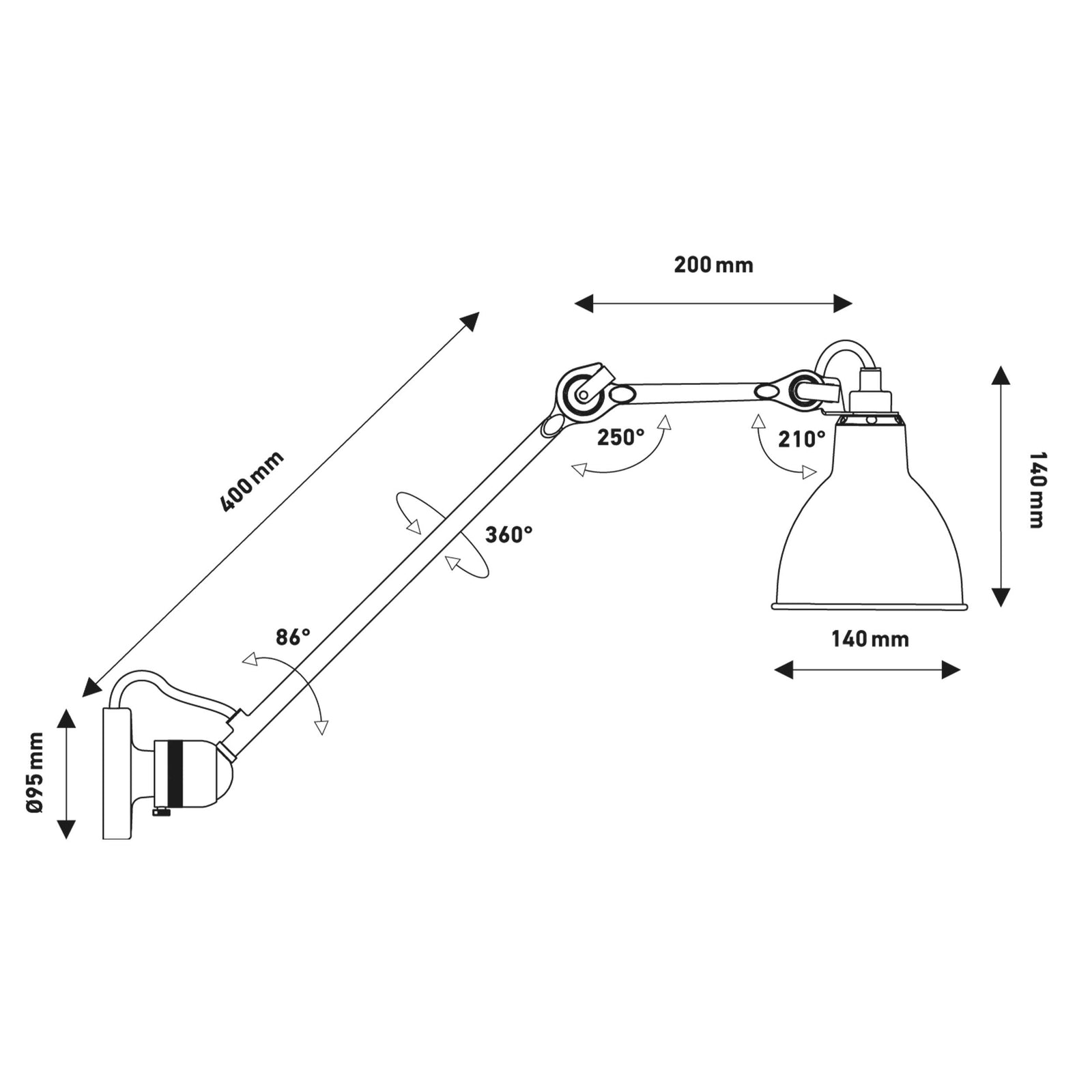 DCW éditions Lampe Gras бр. 304 L60 E14 зидна лампа