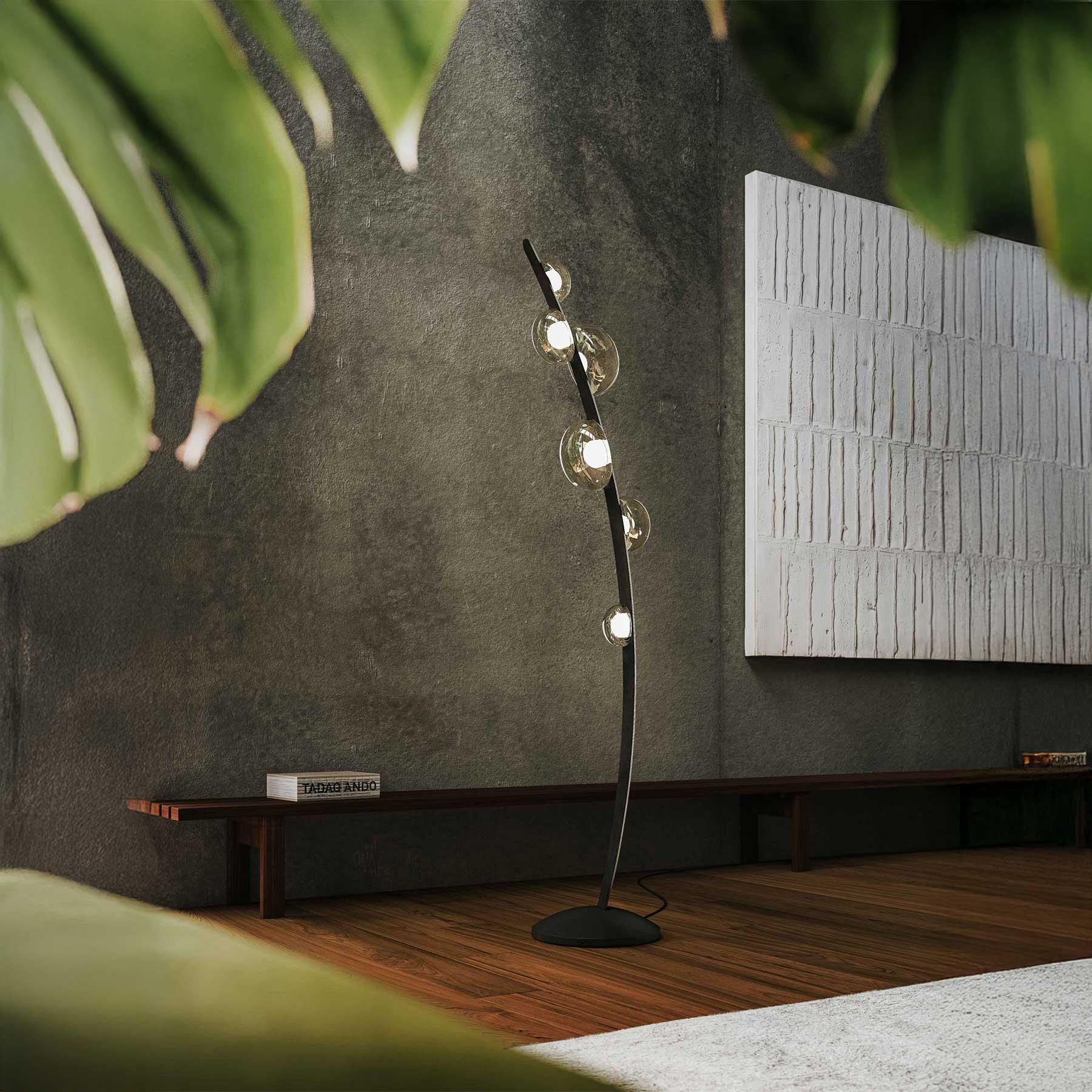 Bomma Dew Drops LED skleněné stojací svítidlo z veganské kůže