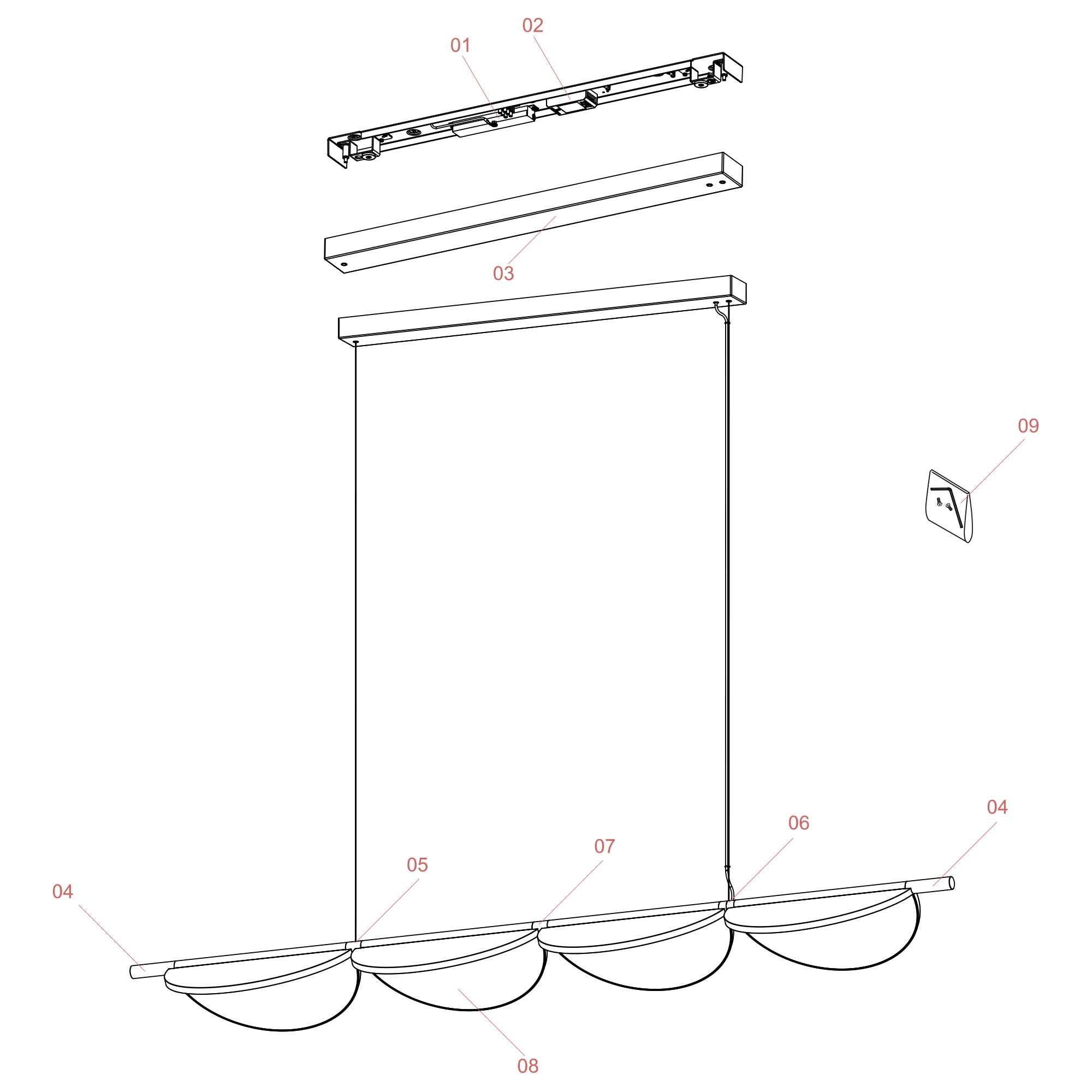 Flos Almendra LED lineární závěsné svítidlo