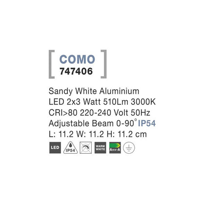 Nova Luce Como LED nástěnné svítidlo IP65