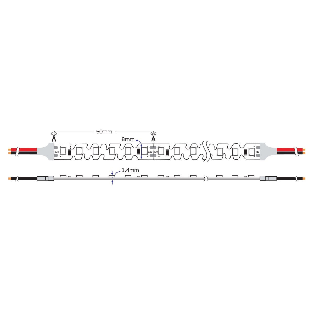 LED pásek stranový S-Type 24V CRI90 IP20 2700K (5m)