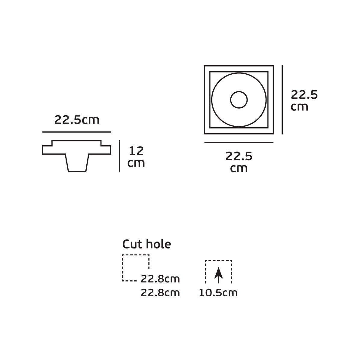 VK Light Downlight Trimless sádrové GU10 zápustné svítidlo s vystupujícím tubusem