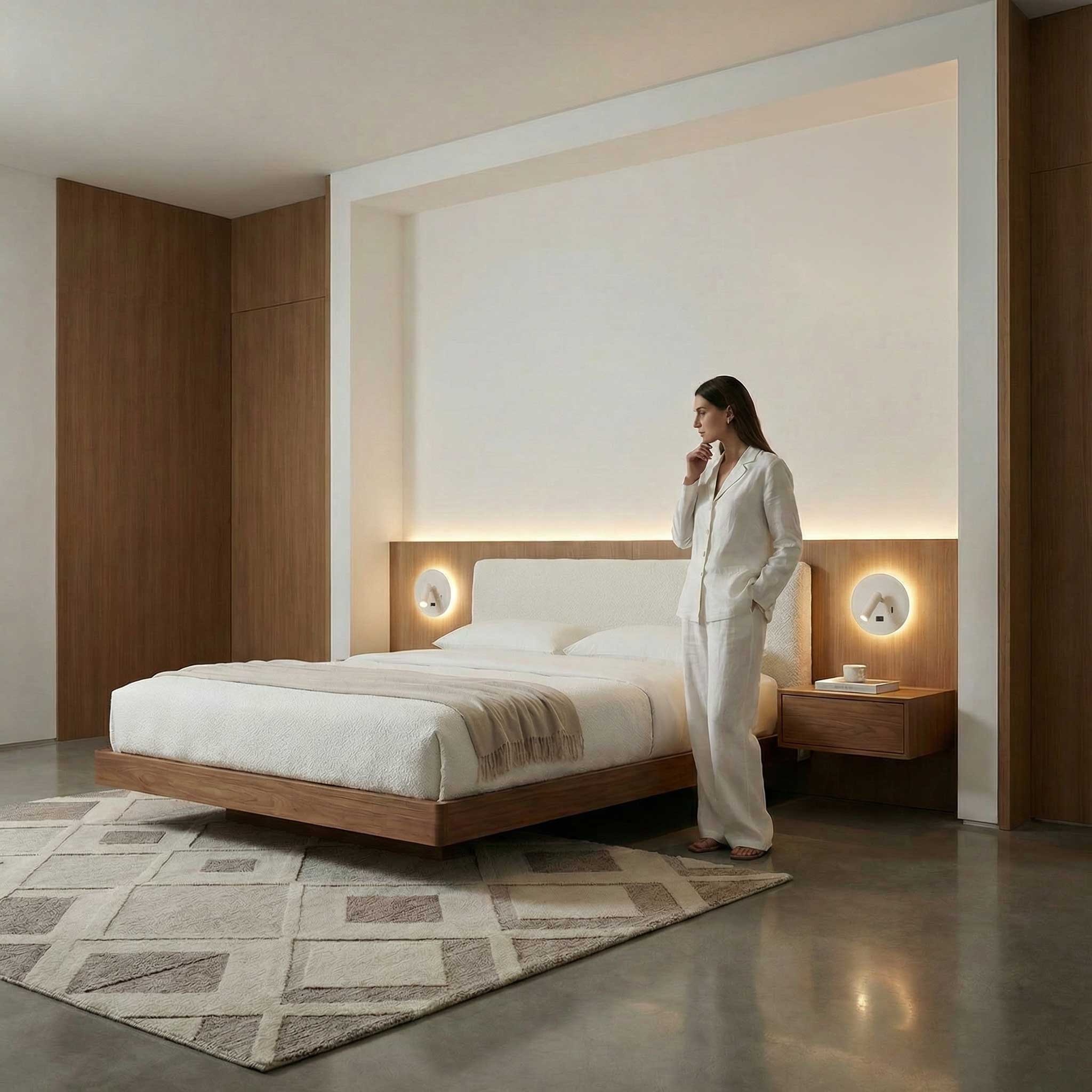 LED зидна лампа за амбијентално читање са USB-ом, округла