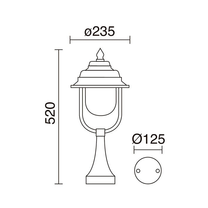 Dopo Classical Keo E27 sloupkové svítidlo černé