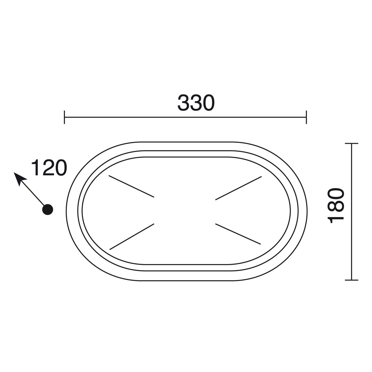 Cristher Plaff oval E27 přisazené svítidlo černé